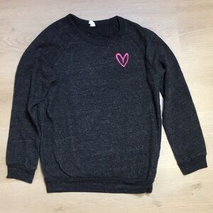 Alternative Apparel Teen Girl’s Yth L 14-16 Charcoal Gray Sweatshirt Pink Heart